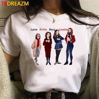 Gilmore Girls drēbes sievietēm, japāņu ulzzang gadījuma t-krekls, t kawaii