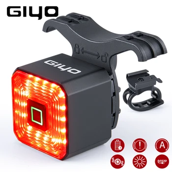 GIYO Smart Bike Gaismas Velosipēdu Aizmugures Taillight Velosipēdu Aksesuāri, Auto On/Off USB Lādējamu Bremžu Lukturis LED Drošības Laternas