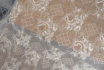 GLACE 3M/Daudz Platleņķa 1.5M skropstu mežģīņu auduma ar zelta līniju REMONTDARBOS kleitu šūšana apģērbu audums kāzu kleitu piederumi TX392