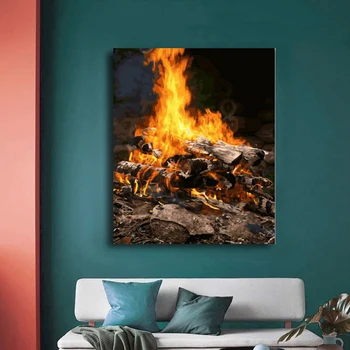 Glezna ar numuriem DIY krāsvielas bildes ar numuriem ar krāsas degošas uguns attēlu drawingframed Mājas