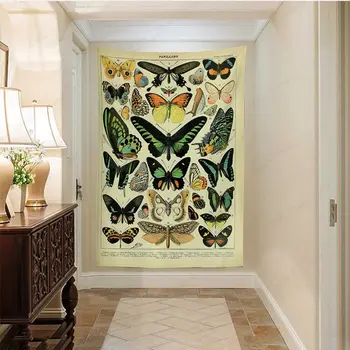 Gobelēns-Sienas Karājas Dekoru Guļamistaba viesistaba Vintage Augu Atlas Augļu Ziedu Papilio Rūdas Ilustrācija Mākslas Sienu Apdare