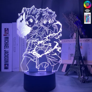 Gon un Killua Attēls 3d Nakts Gaisma Anime MEDNIEKS Nightlight Bērniem Gultu Istabas Dekori Apgaismojums Bērnu Ziemassvētku Deco Lampu Gultas