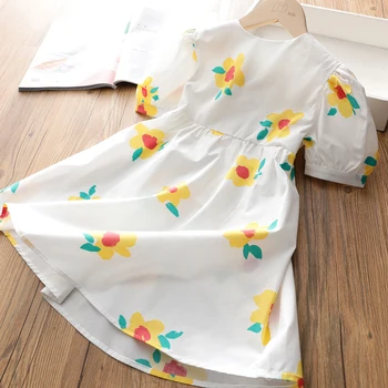 Gooporson Vestidos Vasaras Toddler Meitenes Ziedu Kleitas Korejas Modes Backless Īsām Piedurknēm Princese Kleita Cute Bērnu Drēbes