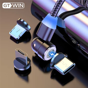 GTWIN LED 540 Magnētisko USB Kabeli, Ātra Uzlāde USB C tipa Magnēts Lādētāju, Micro Kabelis Priekš iPhone 12 Xiaomi Redmi Samsung un Huawei