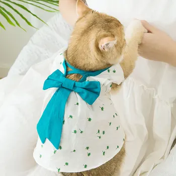 Gudrs Pavasara Vasaras Suņu Apģērbu Bowknot Apģērbu Suņiem Daisy Mākoņi Kleitas Mazo Super Pet Tērpiem