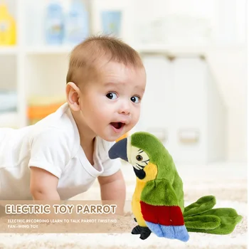 Gudrs Runāt Papagailis Rotaļlietas Elektriskās Runāt Papagailis Pildījumu Plīša Rotaļlieta Putnu Atkārtot To, Ko Jūs Sakāt Bērniem Bērniem Bērnu Dzimšanas Dienas Dāvanas