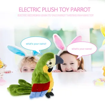 Gudrs Runāt Papagailis Rotaļlietas Elektriskās Runāt Papagailis Pildījumu Plīša Rotaļlieta Putnu Atkārtot To, Ko Jūs Sakāt Bērniem Bērniem Bērnu Dzimšanas Dienas Dāvanas