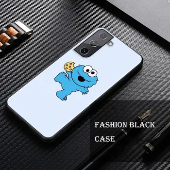 Gudrs Sesame Street Sīkfailu Elmo Samsung Galaxy S21 S20FE S10 S10e S8 S9 S7 S6 Ultra Plus Lite Malas 5G Black Soft Telefonu Gadījumā