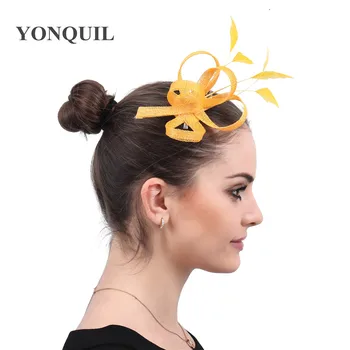 Gudrs Sinamay Kāzu Cepures Sievietēm, Dāmas Elegantas Modes Fascinator Cepures Par Formālu Kleita Puse Matu Aksesuāri Dāma Matu Pin