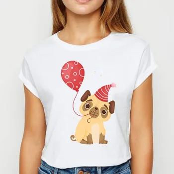 Gudrs suns Balonu Suņi Iespiests T Krekls Sievietēm, Plus Lieluma Īsām Piedurknēm t-veida Topi Smieklīgi Grafikas T Harajuku Karikatūra T-krekls Sieviešu