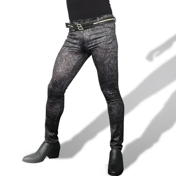 Gumijas Čūsku Drukāt Piena Zīda Zīmuli Bikses Vīriešu Vasaras Bikses Garās Zeķes Bodycon Joggers Korejas Modes Streetwer Spodnie Pantalon
