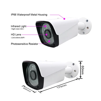 H. 265 5MP 3MP POE IP kameras āra ūdensizturīgs bullet cctv video novērošanas drošības kameru onvif infrasarkano nakts redzamības xmeye