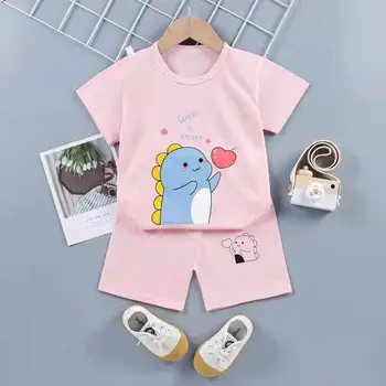 H969 Modes 2021 Jaunu Raksturu Modelis Baby Zēnu T-krekls+šorti Drukāt Bērni, Meitenes Tērps Ikdienas Bērnu Apģērbu Komplekti
