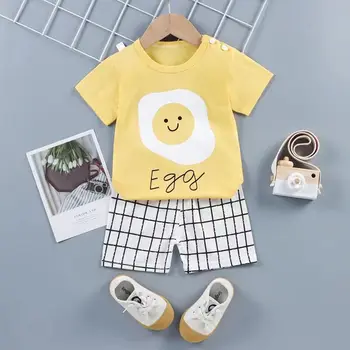 H969 Modes 2021 Jaunu Raksturu Modelis Baby Zēnu T-krekls+šorti Drukāt Bērni, Meitenes Tērps Ikdienas Bērnu Apģērbu Komplekti