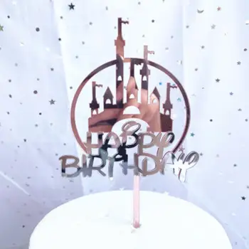 Happy Birthday Cake Topper Radošo Akrila Pils Kūka Rotājumi Bērniem, Bērniem, Baby Boy Meitene Partijas Apdare Piederumi