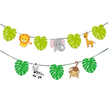 Happy Birthday Džungļu Dzīvnieku Banner Galda Piederumi Krūzes Plāksnes Salmu Tablecolth Dzimšanas Dienas Svinības Rotājumus Bērniem, Baby Dušas Piederumi