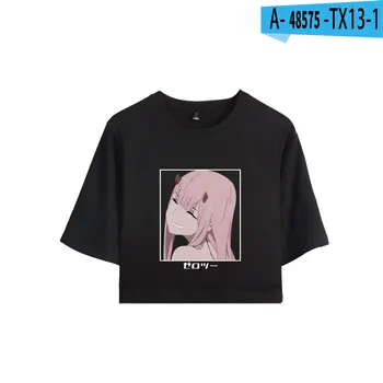 Harajuku Anime DARLING, Jo FRANXX T Krekli Pakļauti Nabas T-krekls Animācija Sievietes, Meitenes Crop Topi Gadījuma Vasaras Kokvilnas t-krekls