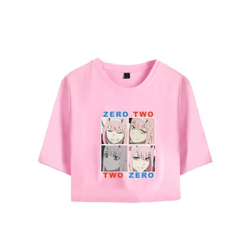 Harajuku Anime DARLING, Jo FRANXX T Krekli Pakļauti Nabas T-krekls Animācija Sievietes, Meitenes Crop Topi Gadījuma Vasaras Kokvilnas t-krekls