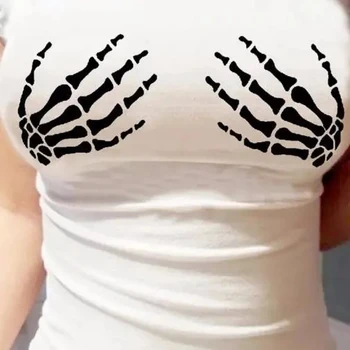 Harajuku gudrs 3D Parādīt attēls sexy cieši piegulošu krūtis lielas acis karikatūra izdrukāt īsām piedurknēm slim pieguļošs ķermeņa t-krekls streetwear