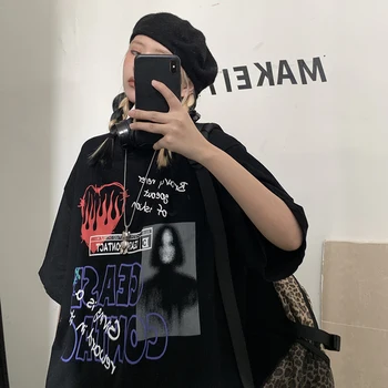 Harajuku Sieviešu T-Krekli Ērkšķiem Modelis Streetwear T Brīvs Krekls ar Īsām Piedurknēm Unisex Tees Pāris Drēbes Grunge Tumblr Topi
