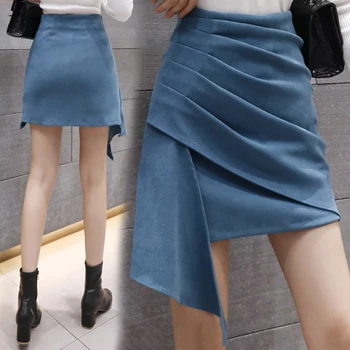 Harajuku Stils Sievietes Vasaras Modes Gadījuma Cietā Biroja Dāma Short Sexy Svārki Vintage Biroja Svārki Asimetrisks Slim Svārki