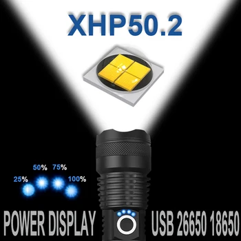 HEDELI Super Jaudīgu XHP50.2 LED Lukturīti Lāpu Taktiskās Lādējamu USB Flash Gaismas XHP70 Led Laternu Kempings Medību Gaismas