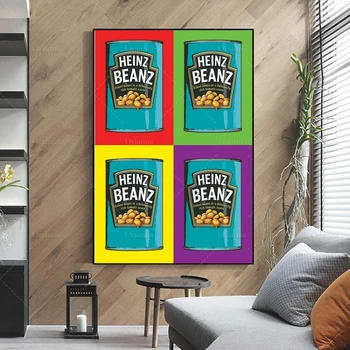 Heinz Beanz Pop Art Vintage Plakāti, Virtuves Sienu Māksla, Retro Zupa Var Wall Art, Ceptas Pupiņas Izdrukas, Pārtikas Sienas Mākslas Izdrukas Dāvanu
