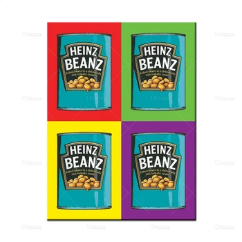 Heinz Beanz Pop Art Vintage Plakāti, Virtuves Sienu Māksla, Retro Zupa Var Wall Art, Ceptas Pupiņas Izdrukas, Pārtikas Sienas Mākslas Izdrukas Dāvanu