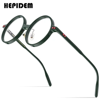 HEPIDEM Acetāta Optisko Briļļu Rāmis Vīriešu Retro Vintage Lielgabarīta Kārta Tuvredzība Recepšu Brilles Brilles Briļļu 9158