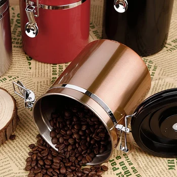 Hermētiskā Kafijas Uzglabāšanas Tvertnes no Nerūsējoša Tērauda Kafijas Traukā ar CO2 Vārstu, lai Saglabātu Svaigas Pupiņas