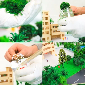 HO Mēroga Koku Pulveris Modeļa Rotaļlietu HO Vilcienu Ēku Miniatūras DIY Ainu, Padarot Materiālu Zaļo Augu Šūtām