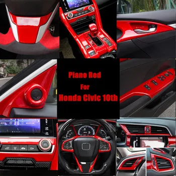 Honda Civic Sedans 10. Gen LHD 2016-2019 Interjera Molding Accessoires Klavieres Sarkanais ABS Decroation Vāku Apdares