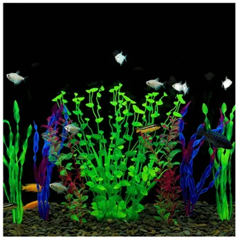 HONGYI Zivju Tvertnes Augi, Mākslīgie Akvārija Dekorācijas Lielu Plastmasas Augi (iepakojumā 7)