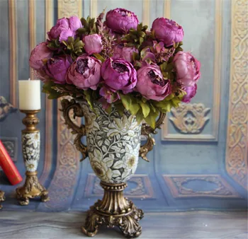 Hot Augstas Kvalitātes Zīda Viltus ziedu Multi-izmantot Kāzu Puse, Mājas Apdare Eiropas Rudenī Spilgts Peonija Lapu Mākslīgie Ziedi