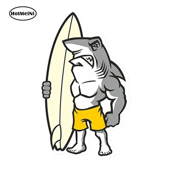 HotMeiNi 13cm x 8cm Auto Stils Haizivs Sērfot Vējdēlis Surfer Vinila Uzlīmes, Klēpjdators Ceļojumu Bagāžas Decal Ūdensizturīgs Auto Uzlīmes