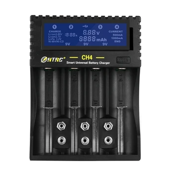 HTRC 4 Slots Akumulatora Lādētāju, CH4 Akumulatora Lādētājs 18650 Li-Ion Dzīves Ni-MH, Ni-CD Lādētājs AA/AAA/16340/26650/9V Baterija