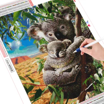 HUACAN 5D Dimanta Izšuvumu Glezniecības Koala Pilnu Kvadrātveida Dimanta Urbšanas Mozaīkas Dzīvnieku Rhinestone Komplektu Pārdošana, Mājas Dekoru