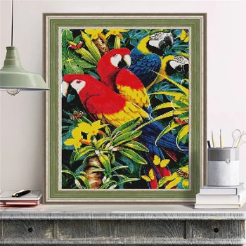 HUACAN Dimanta Krāsošana Putnu 5D Mozaīkas Dimanta Papagailis DIY Pilnu Kvadrātveida Apaļā Glezna Rhinestone Cross Stitch Apdare