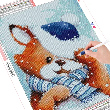 HUACAN Dimanta Krāsošana Ziemas Komplekts Pilnu Kvadrātveida Dimanta Izšuvumi Lācis Cross Stitch Dzīvnieku Dekori Mājas