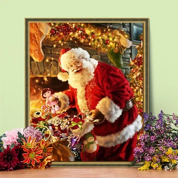 HUACAN DIY Bildes Ar Numuru Ziemassvētku Zīmējumu Uz Audekla Attēls, Glezna, Ko Numuri Santa Claus Puses, Krāsotas Attēlu, Mājas Dekoru