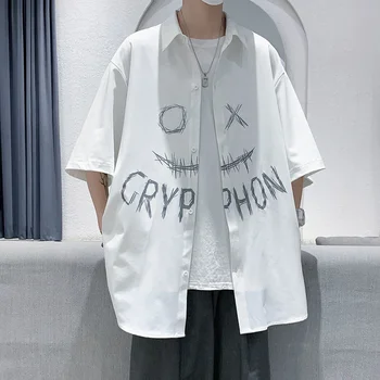 HYBSKR Vasaras Cilvēks Krekls Lielgabarīta Grafiskais Ikdienas Krekli ar Īsām Piedurknēm Radošie Hip Hop Streetwear Zīmolu Vīriešu Apģērbi Blūze