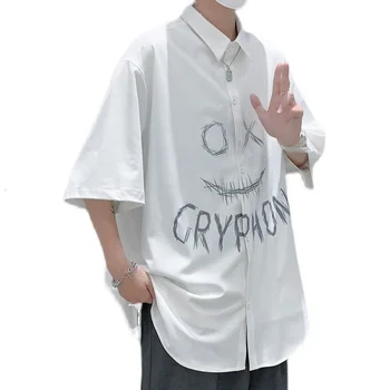 HYBSKR Vasaras Cilvēks Krekls Lielgabarīta Grafiskais Ikdienas Krekli ar Īsām Piedurknēm Radošie Hip Hop Streetwear Zīmolu Vīriešu Apģērbi Blūze