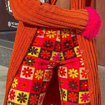 IAMSURE Pludmales Stilu Ziedu Kokvilnas Bikses Sievietēm Ir 2021. Modes Svētki Y2K Estētisko Augstas Starām. Bikses Prairie Šiks Streetwear