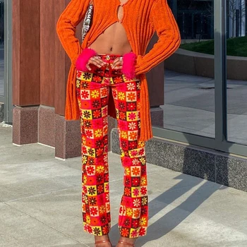 IAMSURE Pludmales Stilu Ziedu Kokvilnas Bikses Sievietēm Ir 2021. Modes Svētki Y2K Estētisko Augstas Starām. Bikses Prairie Šiks Streetwear