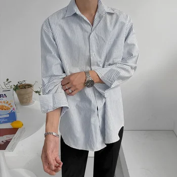 IEFB Vīriešu Svītru Krekls ar garām Piedurknēm Krekli korejas Modes Atloks, Liela Izmēra Gadījuma Vīriešu Apģērbu Rudens Ir 2021. Jaunu Mīksti Topi 9Y8378