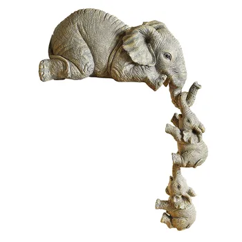 Iegūstama Zilonis Statuetes Māte Zilonis Spēlējas ar Bērnu, Ar Garu Degunu, Ornamentu, Dzīvojamā Istaba, Kabinets Mātes Mīlestība Statuja