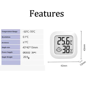 Iekštelpu Temperatūras/Mitruma Mērītājs Viegli Lasīt Mini Digital Hygrothermograph Precīzi Mērīšanas Instrumentu Praktisku Viegli Uzstādīt