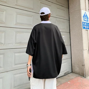 Iesējuma Atšķirībā Krekli Vīriešu Modes Ikdienas Krekls Vīriešiem korejas Brīvs Kleita Krekls Vīriešu Sociālo Streetwear Īss piedurknēm Krekls Vīriešiem