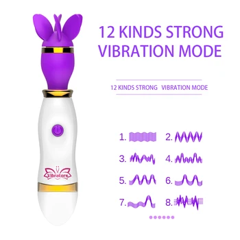IKOKY 12 Ātrumu 360 Grādu Rotācijas Dzelksnis Klitora Stimulators Mēles Laiza Vibrators AV Stick Sieviešu Masturbator Vibrators
