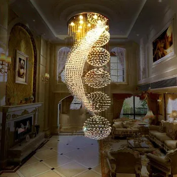 Ilgi kāpņu modernās lampas kristāla lustra LED gaismas elegants dizains hotel Villa zālē apgaismojums apturēšanu vadu
